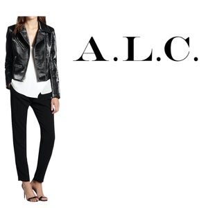 A.L.C. Clarke Moto Biker Jacket Vegan Cruelty-Free Leather-Look Black 10
